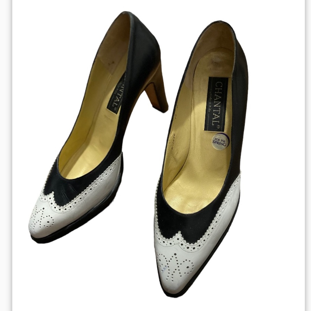Chantal Black White Italian Made Pumps Size 10M